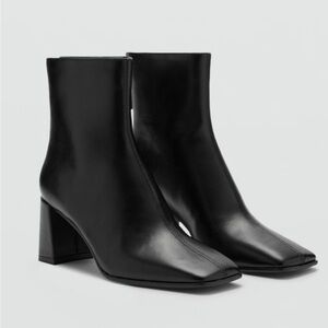 MNG Square-Toe Block Heel Ankle Boots